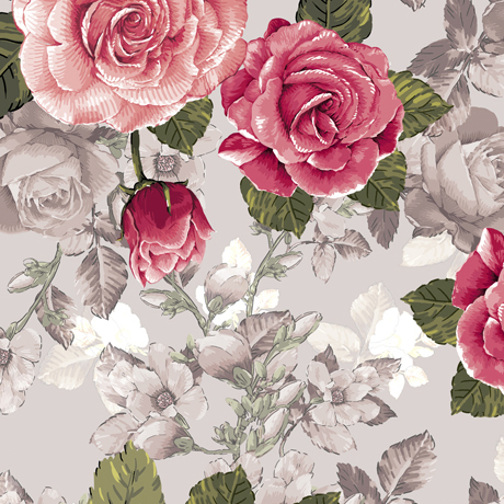 Rose Garden - Rose Toile Gray