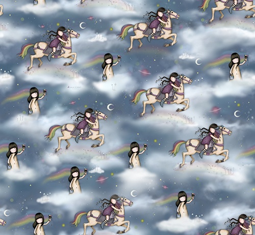 Dusty Blue - Girl & Horses Celestial Scenic